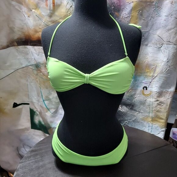 Victoria  Secret  lime green 2 piece  bikini  S/P - Picture 1 of 14